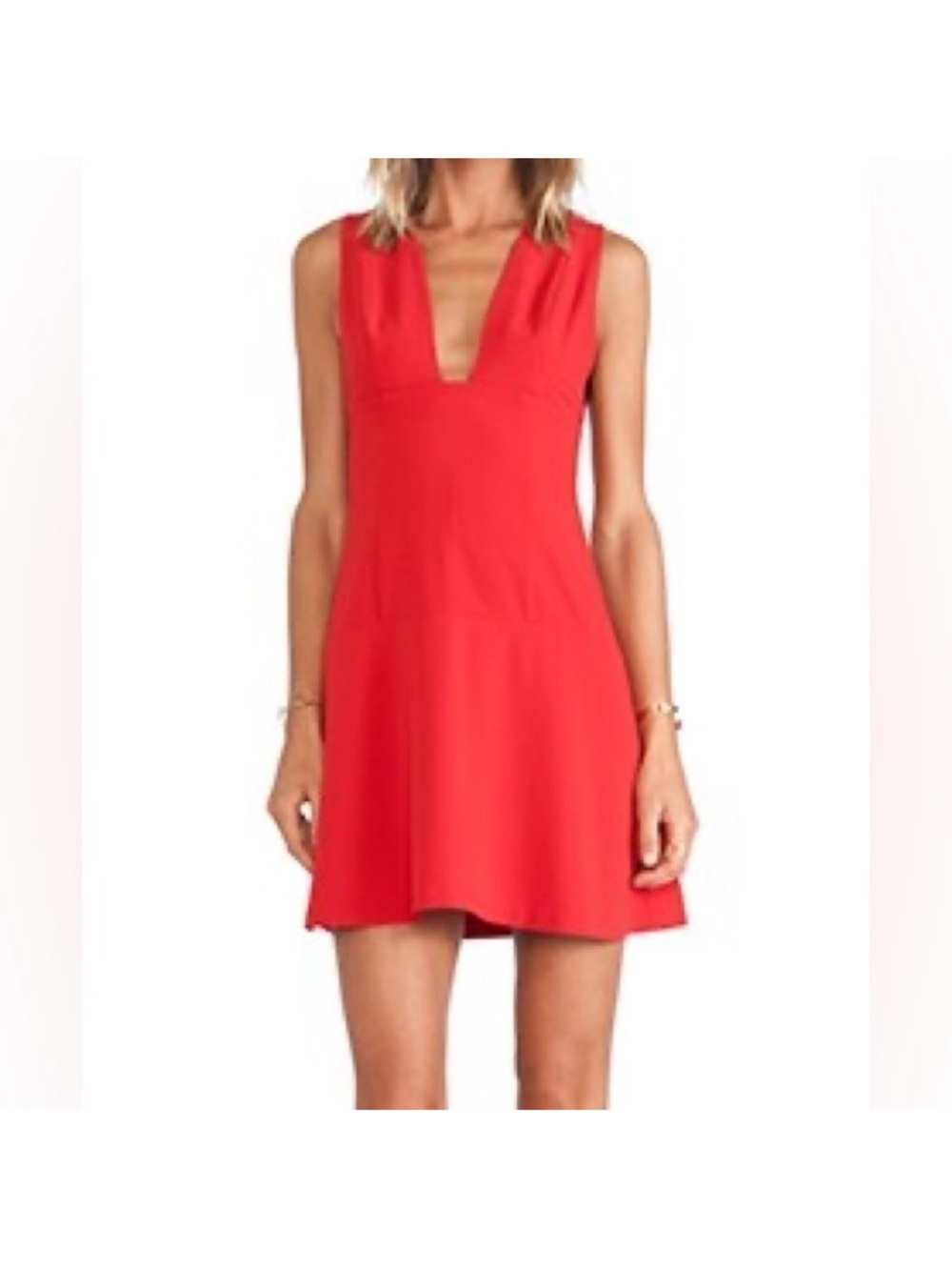 Thakoon Red Sleeveless V-Neck Mini Dress